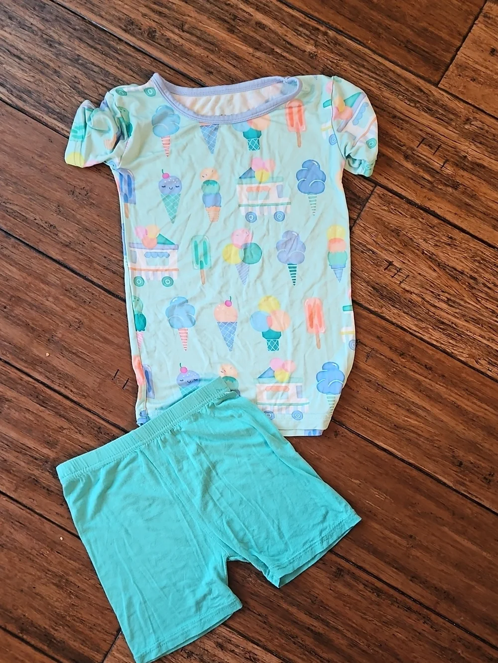 Little Sleepies 4T  Ice Cream Short Sleeve Pajama Set - Light Aqua